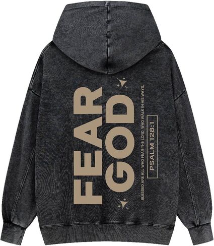 Graphic Hoodies for Men Women Unisex Washed Hoodie Oversized Sweatshirt Fear God in Saudi Arabia