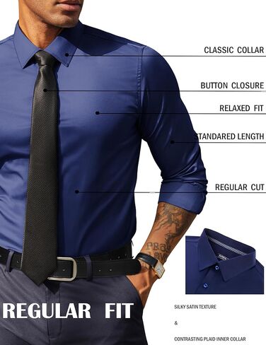 PJ PAUL JONES Men's Slim Fit Dress Shirts Business Casual Long Sleeve Stretch Wrinkle Free Shirt in Saudi Arabia