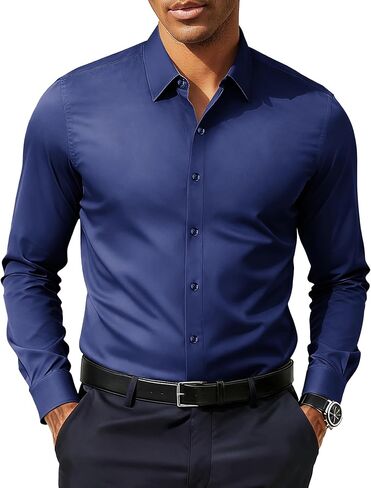 PJ PAUL JONES Men's Slim Fit Dress Shirts Business Casual Long Sleeve Stretch Wrinkle Free Shirt in Saudi Arabia