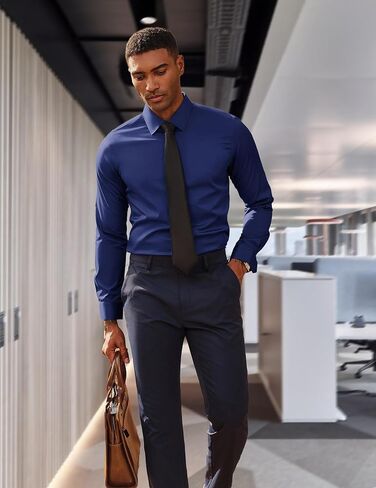 PJ PAUL JONES Men's Slim Fit Dress Shirts Business Casual Long Sleeve Stretch Wrinkle Free Shirt in Saudi Arabia