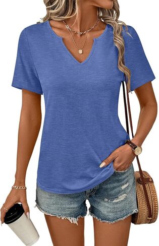 TICTICMIMI Women's V Neck Short Sleeve Tops Summer Casual T Shirts in Saudi Arabia