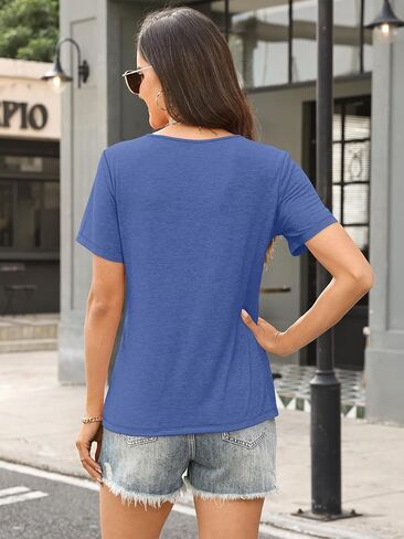 TICTICMIMI Women's V Neck Short Sleeve Tops Summer Casual T Shirts in Saudi Arabia