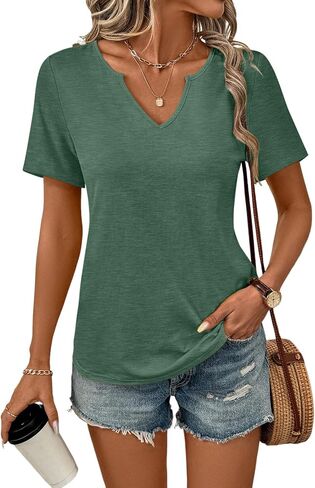 TICTICMIMI Women's V Neck Short Sleeve Tops Summer Casual T Shirts in Saudi Arabia