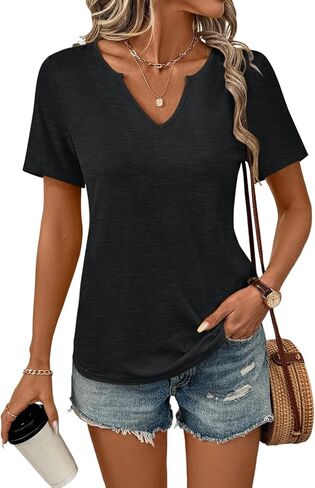 TICTICMIMI Women's V Neck Short Sleeve Tops Summer Casual T Shirts in Saudi Arabia