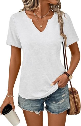 TICTICMIMI Women's V Neck Short Sleeve Tops Summer Casual T Shirts in Saudi Arabia