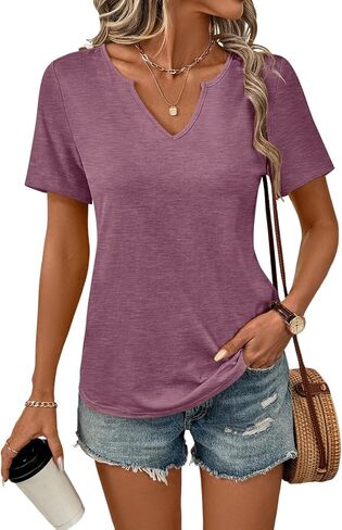 TICTICMIMI Women's V Neck Short Sleeve Tops Summer Casual T Shirts in Saudi Arabia
