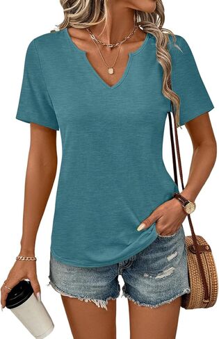 TICTICMIMI Women's V Neck Short Sleeve Tops Summer Casual T Shirts in Saudi Arabia