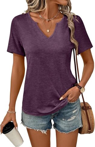 TICTICMIMI Women's V Neck Short Sleeve Tops Summer Casual T Shirts in Saudi Arabia