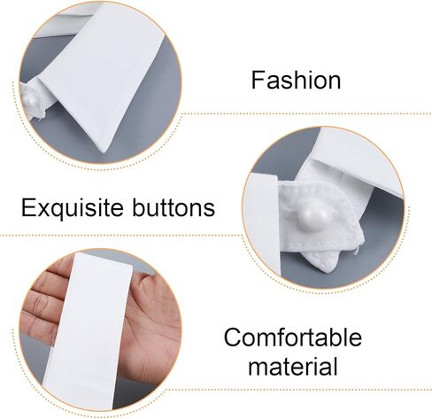 3PCS White Fake Collar and Detachable Sleeves, Detachable Collar with Pearl Buttons, Fake Collar for Women, for Suits, Jackets, Layering, Parties and Company Gatherings in Saudi Arabia