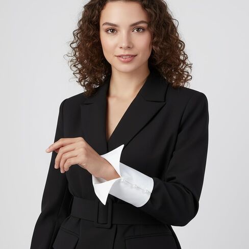 3PCS White Fake Collar and Detachable Sleeves, Detachable Collar with Pearl Buttons, Fake Collar for Women, for Suits, Jackets, Layering, Parties and Company Gatherings in Saudi Arabia