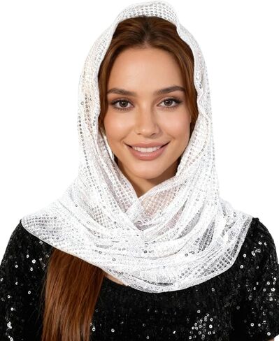 BOLLEY JOSS Women Shiny Sequin Rave Hood Head Covering Scarf Bandage Halloween Hooded Headwrap Stylish Festival Accessories in Saudi Arabia