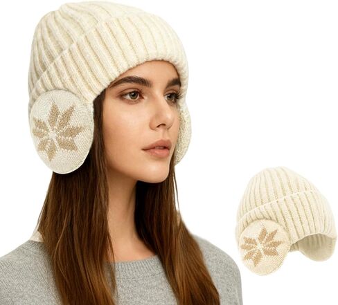 Fleece Lined Beanie with Ear Hood for Men and Women, Unisex Stretchable Thermal Knit Ski Hat for Winter Outdoor in Saudi Arabia