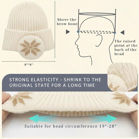 Fleece Lined Beanie with Ear Hood for Men and Women, Unisex Stretchable Thermal Knit Ski Hat for Winter Outdoor in Saudi Arabia