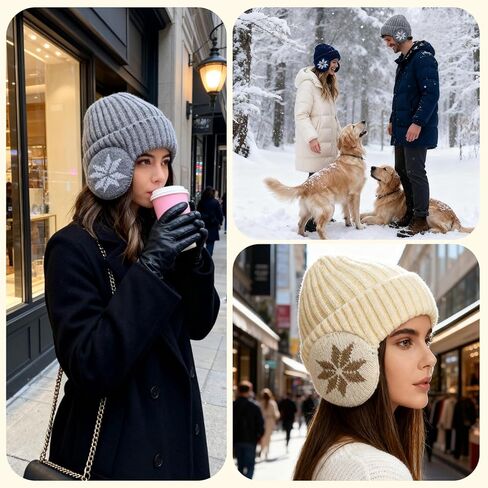 Fleece Lined Beanie with Ear Hood for Men and Women, Unisex Stretchable Thermal Knit Ski Hat for Winter Outdoor in Saudi Arabia