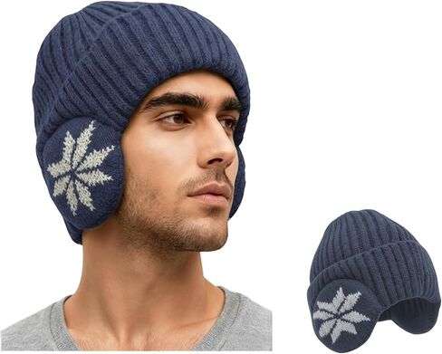 Fleece Lined Beanie with Ear Hood for Men and Women, Unisex Stretchable Thermal Knit Ski Hat for Winter Outdoor in Saudi Arabia