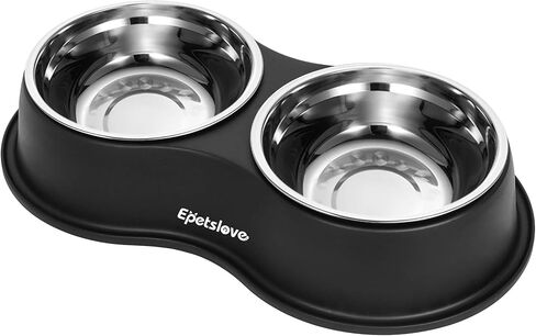 Dog Bowls Double Dog Water and Food Bowls Stainless Steel Bowls with Non-Slip Resin Station, Pet Feeder Bowls for Puppy Medium Dogs Cats in Saudi Arabia