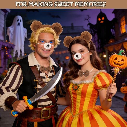 Adult Bear Costume Set - 5Pcs with Bear Ears Headband, Nose, Bow Tie, Tail & Tutu for Halloween, Cosplay Outfit in Saudi Arabia
