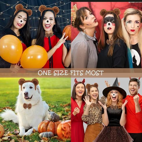 Adult Bear Costume Set - 5Pcs with Bear Ears Headband, Nose, Bow Tie, Tail & Tutu for Halloween, Cosplay Outfit in Saudi Arabia