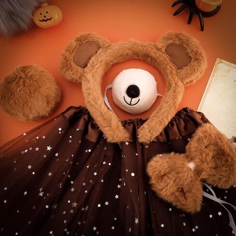 Adult Bear Costume Set - 5Pcs with Bear Ears Headband, Nose, Bow Tie, Tail & Tutu for Halloween, Cosplay Outfit in Saudi Arabia