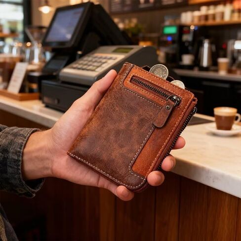 1pc Retro Short Wallet for Men - Fashion Multifunctional Zipper PU Leather Wallet, Ideal Gift in Saudi Arabia