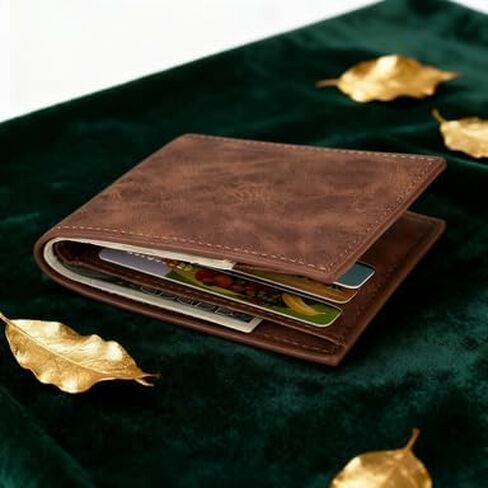 Slim Wallet for Men, PU Leather Minimalist Wallet with Card Holder & Coin Pocket, Compact Purse for Travel, Business and Daily Use in Saudi Arabia