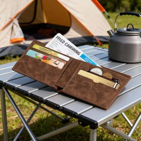 Slim Wallet for Men, PU Leather Minimalist Wallet with Card Holder & Coin Pocket, Compact Purse for Travel, Business and Daily Use in Saudi Arabia