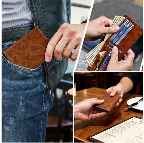 Slim Wallet for Men, PU Leather Minimalist Wallet with Card Holder & Coin Pocket, Compact Purse for Travel, Business and Daily Use in Saudi Arabia