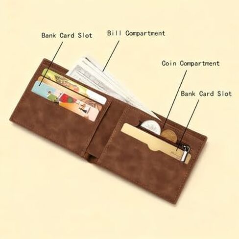 Slim Wallet for Men, PU Leather Minimalist Wallet with Card Holder & Coin Pocket, Compact Purse for Travel, Business and Daily Use in Saudi Arabia
