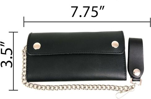 محفظة Milwaukee Leather MLW7811 للرجال مقاس 8 بوصات من الجلد الأسود لراكبي الدراجات النارية - ثنائية الطي مع سلسلة من الفولاذ المقاوم للصدأ مضادة للسرقة - مقاس واحد in Saudi Arabia