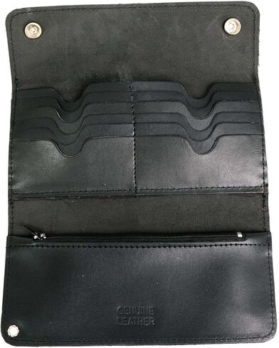 محفظة Milwaukee Leather MLW7811 للرجال مقاس 8 بوصات من الجلد الأسود لراكبي الدراجات النارية - ثنائية الطي مع سلسلة من الفولاذ المقاوم للصدأ مضادة للسرقة - مقاس واحد in Saudi Arabia