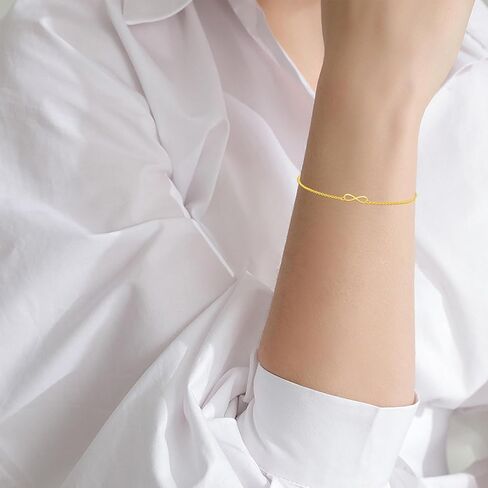 Real 14K Gold Infinity Bracelet for Women Solid Gold Infinity Moissanite Jewelry Valentines Day Mothers Day Gifts for Her in Saudi Arabia