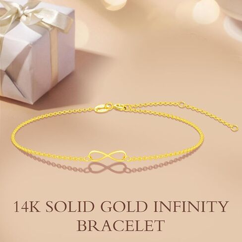 Real 14K Gold Infinity Bracelet for Women Solid Gold Infinity Moissanite Jewelry Valentines Day Mothers Day Gifts for Her in Saudi Arabia