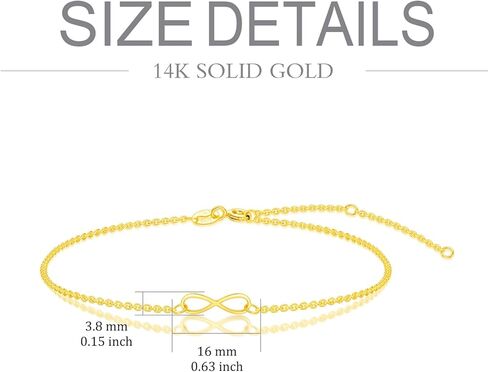 Real 14K Gold Infinity Bracelet for Women Solid Gold Infinity Moissanite Jewelry Valentines Day Mothers Day Gifts for Her in Saudi Arabia