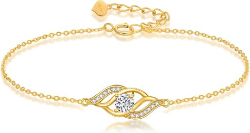 Real 14K Gold Infinity Bracelet for Women Solid Gold Infinity Moissanite Jewelry Valentines Day Mothers Day Gifts for Her in Saudi Arabia