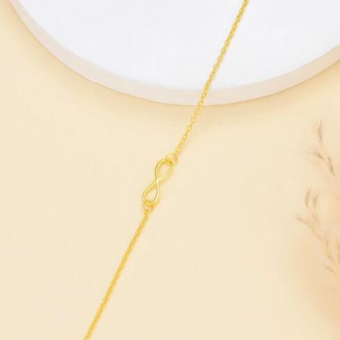 Real 14K Gold Infinity Bracelet for Women Solid Gold Infinity Moissanite Jewelry Valentines Day Mothers Day Gifts for Her in Saudi Arabia