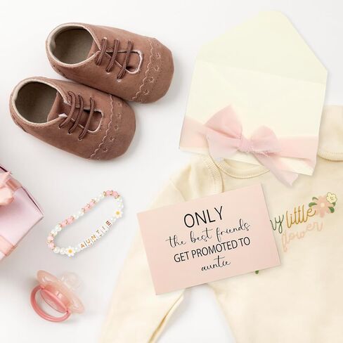 JarThenaAMCS Get Promoted To New Auntie Gift Kit New Aunt Bracelet with Card Envelope Ribbon for Women Auntie Mom Grandma Sister Birthday Pregnancy Announcement Gift in Saudi Arabia