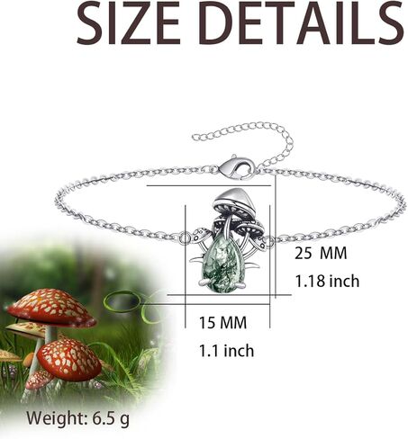 Mushroom Bracelet for Women Moss Agate Mushroom Bracelets Jewelry Gifts for Women in Saudi Arabia