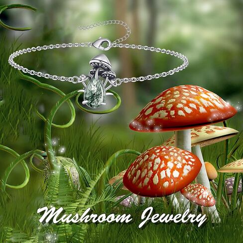 Mushroom Bracelet for Women Moss Agate Mushroom Bracelets Jewelry Gifts for Women in Saudi Arabia