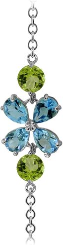 14k White Gold Floral Bracelet with Blue Topaz and Peridots in Saudi Arabia
