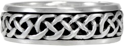Moonlight Mysteries Sterling Silver Woven Celtic Knot Spinner Worry Ring for Anxiety and Stress Relief (Sizes 4-15) in Saudi Arabia