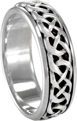 Moonlight Mysteries Sterling Silver Woven Celtic Knot Spinner Worry Ring for Anxiety and Stress Relief (Sizes 4-15) in Saudi Arabia