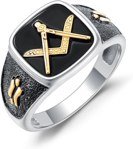 Masonic Ring for Men Size 9/10/11 In 925 Sterling Silver Two Tone Freemason Signet Ring Jewelry in Saudi Arabia