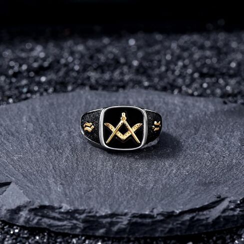 Masonic Ring for Men Size 9/10/11 In 925 Sterling Silver Two Tone Freemason Signet Ring Jewelry in Saudi Arabia