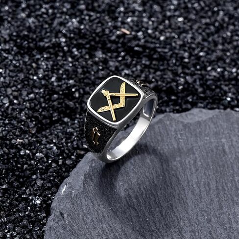Masonic Ring for Men Size 9/10/11 In 925 Sterling Silver Two Tone Freemason Signet Ring Jewelry in Saudi Arabia