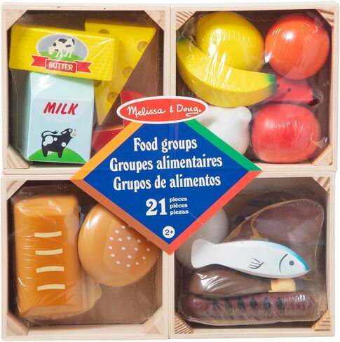 مجموعات Melissa & Doug Food - 21 قطعة خشبية و 4 صناديق ، مجموعات طعام متعددة للعب للأطفال ، تظاهر لعبة للأطفال الصغار والأطفال الذين تتراوح أعمارهم بين 3+ in Saudi Arabia
