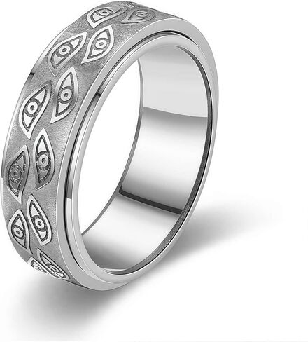 Stainless Steel Evil Eye Spinner Fidget Rings,Gothic Engraved Eye of God Rotatable Vintage Carved Biker Band Anxiety Ring For Men Women Punk Motorcycle Ring Jewelry,Size 6-12 in Saudi Arabia