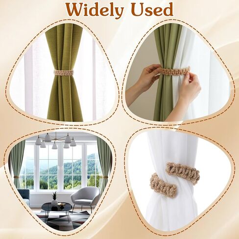 4Pack Braided Curtain Tie Backs, Boho Curtain Holdbacks Tie Back, Rustic Handmade Tiebacks Bedroom Decor for Home Office Bedroom Window in Saudi Arabia