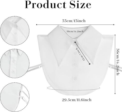 Detachable Fake Collar White Collar Shirt for Women - Elegant Faux Collars with Pointed Design in Saudi Arabia