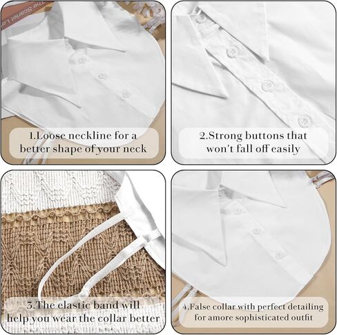 Detachable Fake Collar White Collar Shirt for Women - Elegant Faux Collars with Pointed Design in Saudi Arabia