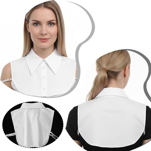 Detachable Fake Collar White Collar Shirt for Women - Elegant Faux Collars with Pointed Design in Saudi Arabia